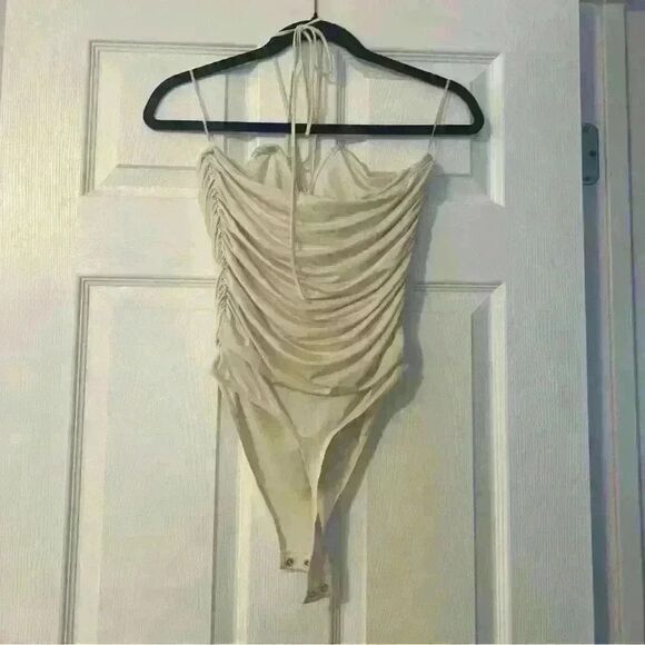 Express Body Contour Compression Halter Rosette Bodysuit - Picture 4 of 6